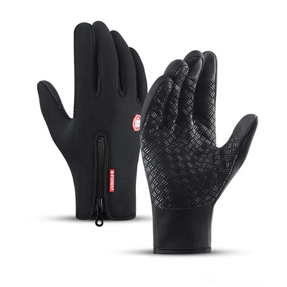 Men Women Cycling Winter Warm Sport Gloves Touchscreen Outdoor Fishing Splash-Proof Skiing Snowboard Nonslip Zipper Gloves